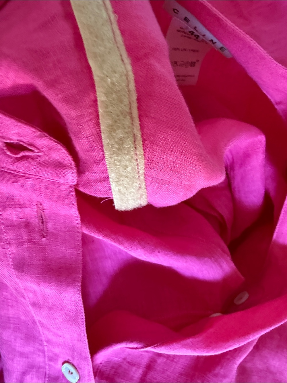 Celine Hot Pink Long-Sleeve Button-Front Shirt Dress - Picture 8 of 8